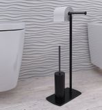 SAPHO FLORIDA stojan s držiakom toaletného papiera a s WC kefou, čierna matná, 733214