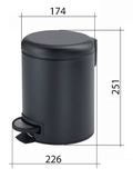 SAPHO POTTY 3L odpadkový kôš s pedálom, Soft Close, čierna matná, 320914