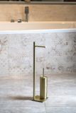 SAPHO TRILLY stojan s držiakom toaletného papiera a s WC kefou, zlatá matná, TR3288