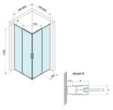 SAPHO BORG 80cm sprchový kút štvorcový, profil chróm, sklo číre, 751.180.1
