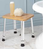 SAPHO stolička kúpeľňová s nastaviteľnou výškou, hliník, bambus, AE865