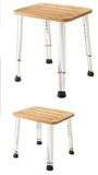SAPHO stolička kúpeľňová s nastaviteľnou výškou, hliník, bambus, AE865