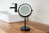 SAPHO DAISY Ø15cm kozmetické zrkadielko okrúhle s LED osvetlením, čierna, 03111010