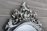 SAPHO DESNA 80 x 100cm zrkadlo oválne vo vyrezávanom ráme, drevo masív, strieborná, IN344