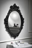 SAPHO DESNA 80 x 100cm zrkadlo oválne vo vyrezávanom ráme, drevo masív, čierna, IN357
