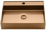 SAPHO AURUM 55 x 42cm umývadlo na dosku obdĺžnikové s výpusťou, s otvorom, bez prepadu, nerezové, červené zlato, AU302