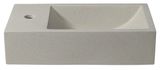SAPHO CREST L 40 x 22cm ľavé umývadlo betónové malé hranaté obdĺžnikové, s otvorom, bez prepadu, biely pieskovec, AR410