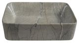 SAPHO DALMA 47,5 x 37,5cm umývadlo na dosku obdĺžnikové zaoblené, bez prepadu, keramické, mramor šedý, MM513