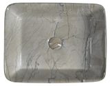 SAPHO DALMA 47,5 x 37,5cm umývadlo na dosku obdĺžnikové zaoblené, bez prepadu, keramické, mramor šedý, MM513
