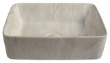 SAPHO DALMA 47,5 x 37,5cm umývadlo na dosku obdĺžnikové zaoblené, bez prepadu, keramické, mramor béžový, MM527