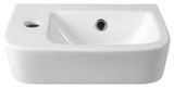 SAPHO GERDA 37 x 24,5cm ľavé umývadlo keramické malé obdĺžnikové, s otvorom, s prepadom, biele, 201.213.4