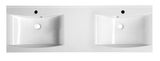 SAPHO LUCIOLA 150 x 48cm dvojumývadlo nábytkové s odkladacou plochou, s otvormi, s prepadmi, liaty mramor, biele, 50154