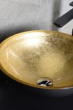 SAPHO MURANO BLACK-GOLD Ø40cm umývadlo na dosku okrúhle, bez prepadu, sklenené, AL5318-77