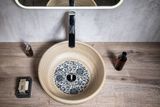SAPHO PRIORI Ø41cm umývadlo na dosku okrúhle, bez prepadu, keramické, béžové, PI011
