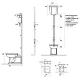 SAPHO WALDORF 65cm WC stojace s nádržkou, zadný/spodný odpad, biela/bronz, WCSET20-WALDORF
