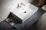 SAPHO 70 x 42cm umývadlo hranaté, s otvorom, s prepadom, keramické, biele, 10SF50070