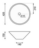 AQUALINE COMILLAS Ø42cm umývadlo na dosku okrúhle, bez prepadu, keramické, BH7012