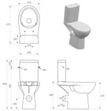 SAPHO HANDICAP RIMLESS 67,5cm WC kombi pre telesne postihnutých, komplet so splachovaním, zadný odpad, K11-0221