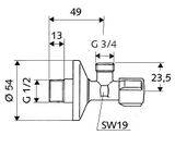 SCHELL COMFORT ventil práčkový bez spätnej klapky, chróm, 033000699