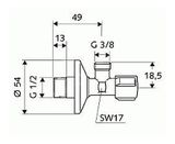 SCHELL COMFORT ventil regulačný rohový, chróm, 052120699