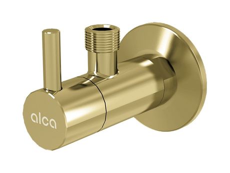 ALCAPLAST ARV001-G-B ventil rohový guľový s filtrom, s rozetou, 1/2" x 3/8", zlato mat, ARV001-G-B