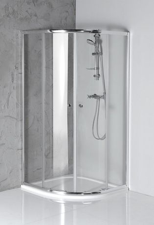 AQUALINE ARLETA 90cm sprchový kút štvrťkruhový, profil chróm, číre sklo, HLS900