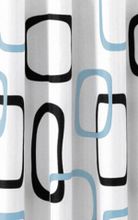 AQUALINE PE 180 x 200cm záves sprchový textilný, štvorce, biela/čierna/modrá, ZP004