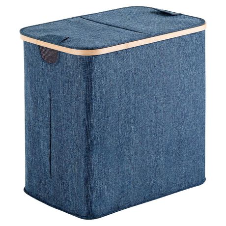 AQUALINE YOSHI kôš na bielizeň textilný, hranatý s poklopom, modrý, 133805