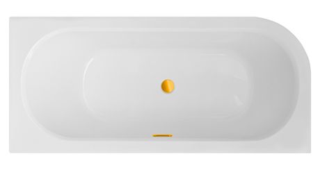 BESCO AVITA SLIM + 150 x 75cm pravá vaňa asymetrická s nízkym okrajom, so zlatým sifónom, akrylátová, biela, #WAV-150-PPZ