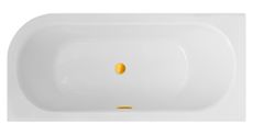 BESCO AVITA SLIM + 170 x 75cm ľavá vaňa asymetrická s nízkym okrajom, so zlatým sifónom, akrylátová, biela, #WAV-170-LPZ
