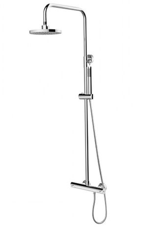 BESCO DECCO / ILLUSION sprchový stĺp teleskopický s termostatickou nástennou batériou kompletný, rozteč 15cm, chróm, BP-DIT-CH
