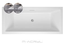 M-ACRYL SABINA PRO SLIM 160 x 75cm vaňa obdĺžniková symetrická hranatá, akrylátová