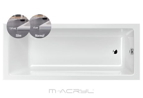 M-ACRYL SANDRA SLIM 160 x 70cm vaňa klasická obdĺžniková, akrylátová