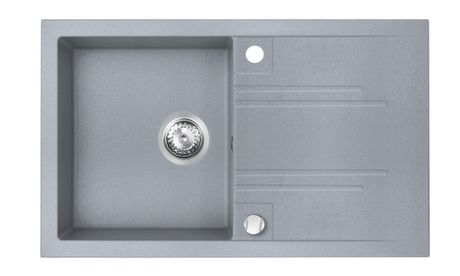 NOVASERVIS 48 x 78cm drez so sifónom granitový, s prepadom, s otvorom, šedý, DRGM48/78GA
