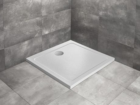 RADAWAY DOROS C STONE 90cm sprchová vanička štvorcová nízka, so sifónom, akrylát, biela, SDRC9090-01-04S