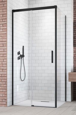 RADAWAY IDEA BLACK KDJ 100cm ľavé dvere do kombinácie / sprchový kút rohový, profil čierny, sklo číre, 387040-54-01L