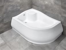 RADAWAY KORFU E 100 x 80cm ľavá sprchová vanička štvrťkruhová hlboká, so sifónom, nohami a panelom, akrylát, 4E81400-03L