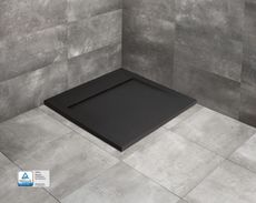RADAWAY TEOS C BLACK 100cm sprchová vanička štvorcová nízka, so sifónom, liaty mramor, čierna, HTC100100-54