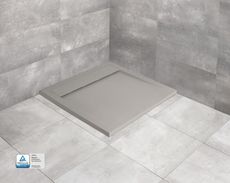 RADAWAY TEOS C CEMENTO 100cm sprchová vanička štvorcová nízka, so sifónom, liaty mramor, cemento, HTC100100-74