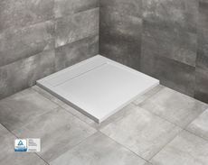 RADAWAY TEOS C WHITE 100cm sprchová vanička štvorcová nízka, so sifónom, liaty mramor, biela, HTC100100-04