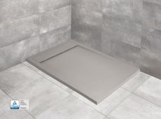 RADAWAY TEOS F CEMENTO 100 x 70cm sprchová vanička obdĺžniková nízka, so sifónom, liaty mramor, cemento, HTF10070-74