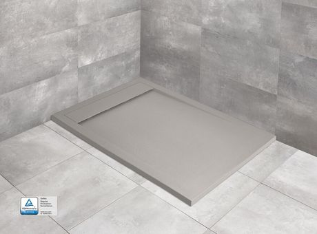 RADAWAY TEOS F CEMENTO 100 x 80cm sprchová vanička obdĺžniková nízka, so sifónom, liaty mramor, cemento, HTF10080-74