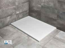 RADAWAY TEOS F WHITE 140 x 90cm sprchová vanička obdĺžniková nízka, so sifónom, liaty mramor, biela, HTF14090-04
