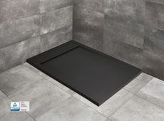 RADAWAY TEOS F BLACK 180 x 100cm sprchová vanička obdĺžniková nízka, so sifónom, liaty mramor, čierna, HTF180100-54