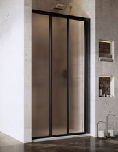 RAVAK SUPERNOVA ASDP3 130cm dvere do niky alebo do kombinácie / sprchový kút hranatý, profil čierny, sklo grape, 00VJ03R2ZG