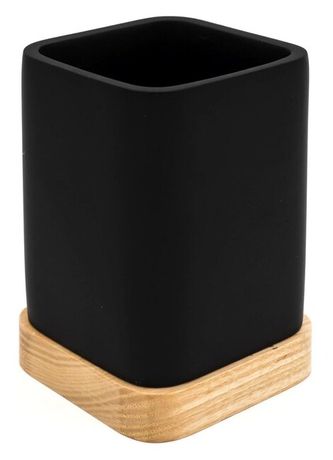 SAPHO AMARA pohár, polyresin/bambus, čierny, 2244110