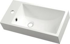 SAPHO ARIANA 50 x 25cm ľavé umývadlo hranaté, s prepadom, s otvorom, liaty mramor, biele, SM012