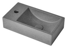 SAPHO CREST L 40 x 22cm ľavé umývadlo betónové malé hranaté obdĺžnikové, s otvorom, bez prepadu, čierny granit, AR403