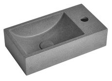 SAPHO CREST R 40 x 22cm pravé umývadlo betónové malé hranaté obdĺžnikové, s otvorom, bez prepadu, čierny granit, AR409