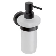 SAPHO X-ROUND BLACK dávkovač tekutého mydla 230ml závesný, čierna matná, mliečne sklo, XR101B